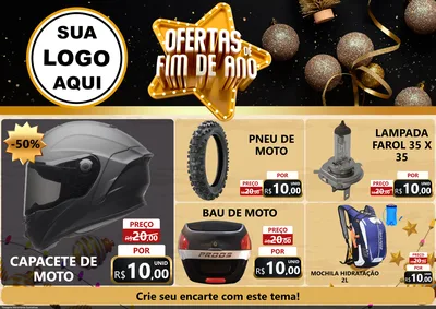 Modelo de Encarte para Encarte A4 Horizontal com o tema Ofertas de Fim de Ano para Moto peças