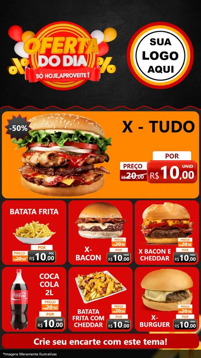 Modelo de Rede Social para Stories com o tema Oferta do Dia - Só hoje, Aproveite! para Hamburgueria