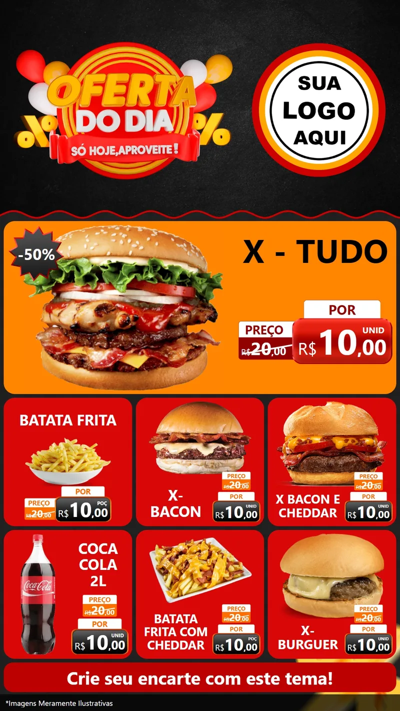 Modelo de Rede Social para Stories com o tema Oferta do Dia - Só hoje, Aproveite! para Hamburgueria