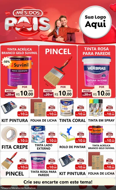 Modelo de Encarte para Encarte Grande com o tema Mês dos Pais para Tintas e Ferramentas