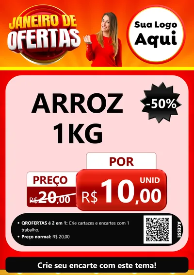Modelo de Cartaz para Cartaz A4 Vertical com o tema Janeiro de Ofertas para Supermercado
