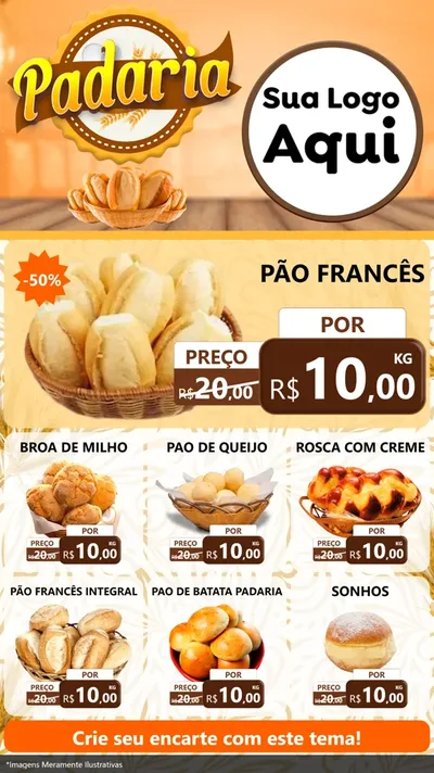 Modelo de Rede Social para Stories com o tema Padaria para Padaria
