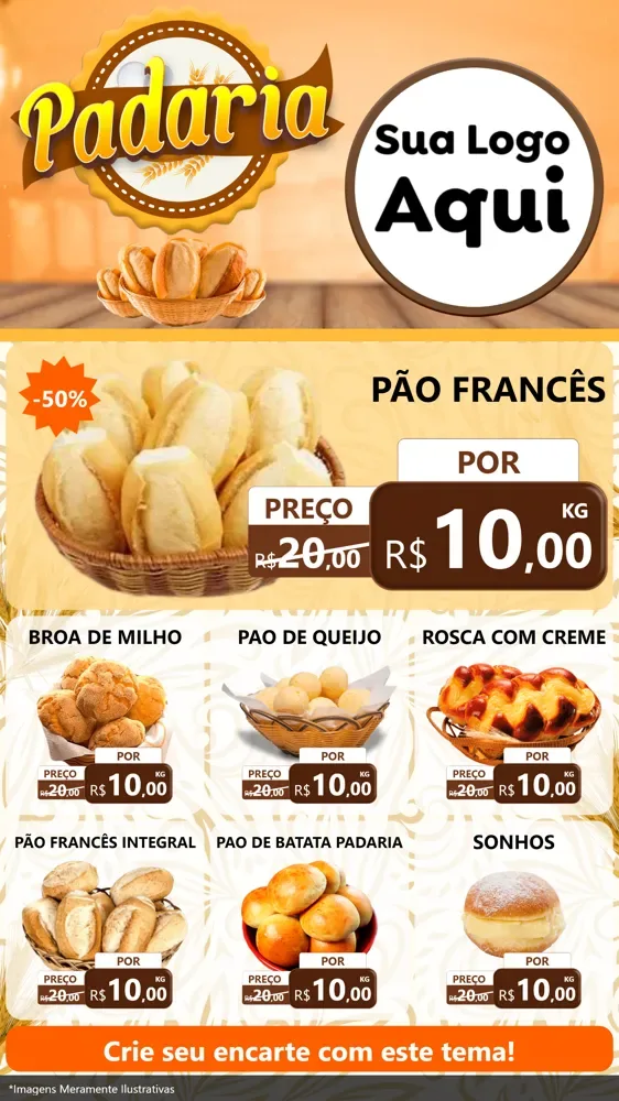 Modelo de Rede Social para Stories com o tema Padaria para Padaria
