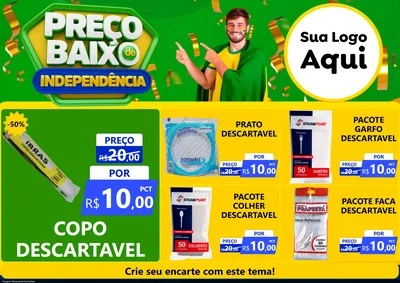 Modelo de Encarte para Encarte A4 Horizontal com o tema Preço Baixo de Independência para Embalagens