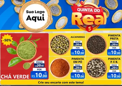 Modelo de Encarte para Encarte A4 Horizontal com o tema Quinta do Real para Produtos Naturais
