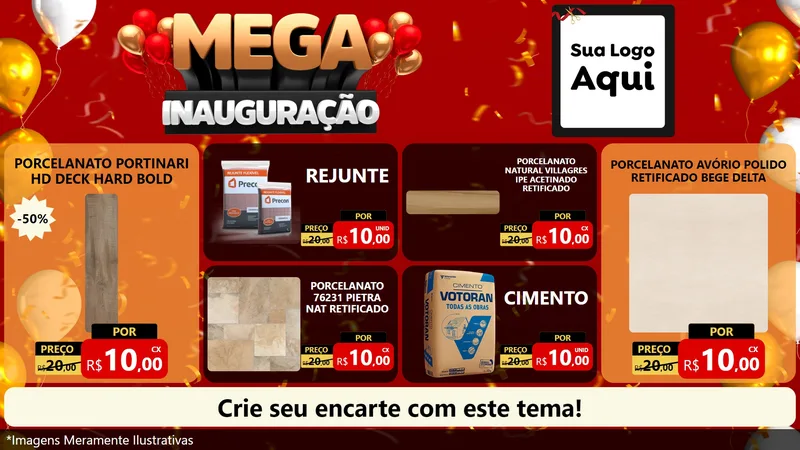 Modelo de TV para TV Horizontal com o tema Mega Inauguração para Pisos e revestimentos