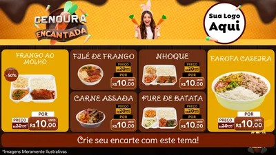 Modelo de TV para TV Horizontal com o tema Cenoura Encantada - Páscoa para Restaurante