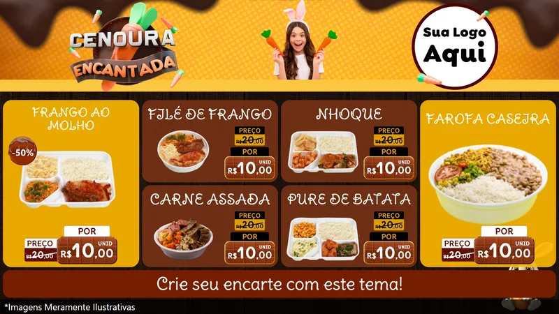 Modelo de TV para TV Horizontal com o tema Cenoura Encantada - Páscoa para Restaurante
