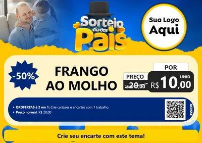 Modelo de Cartaz para Cartaz A4 Horizontal com o tema Sorteio Dia Dos Pais para Restaurante