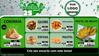 Modelo de TV para TV Horizontal com o tema Promoção de Aniversário - 25 Anos para Salgadaria