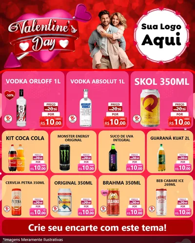 Modelo de Rede Social para Feed Instagram com o tema Valentine's Day para Distribuidora de bebidas