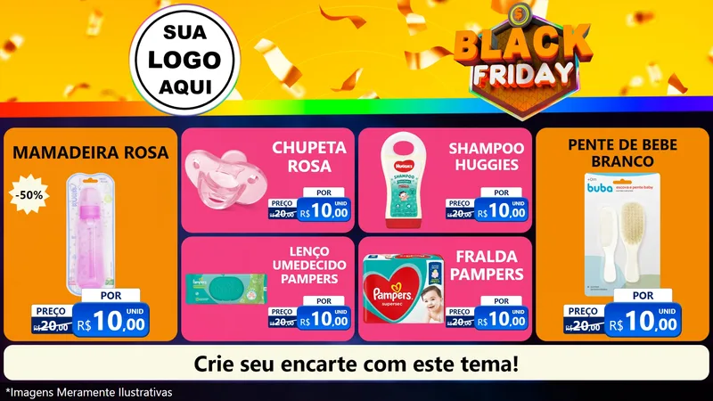 Modelo de TV para TV Horizontal com o tema Black Friday para Bebês