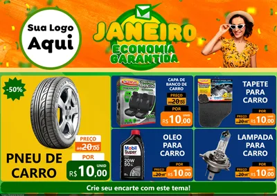 Modelo de Encarte para Encarte A4 Horizontal com o tema Janeiro - Economia Garantida para Auto peças