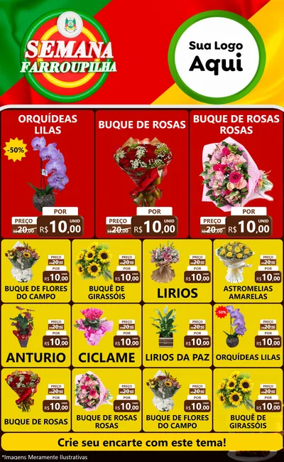 Modelo de Encarte para Encarte Grande com o tema Semana Farroupilha para Floricultura e jardim
