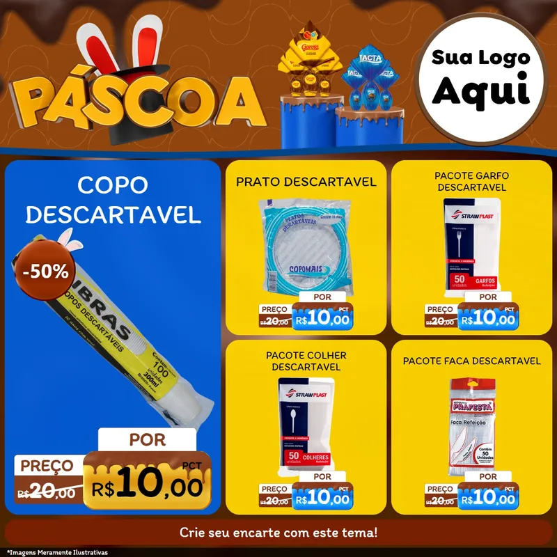 Modelo de Rede Social para Feed Facebook com o tema Páscoa para Embalagens