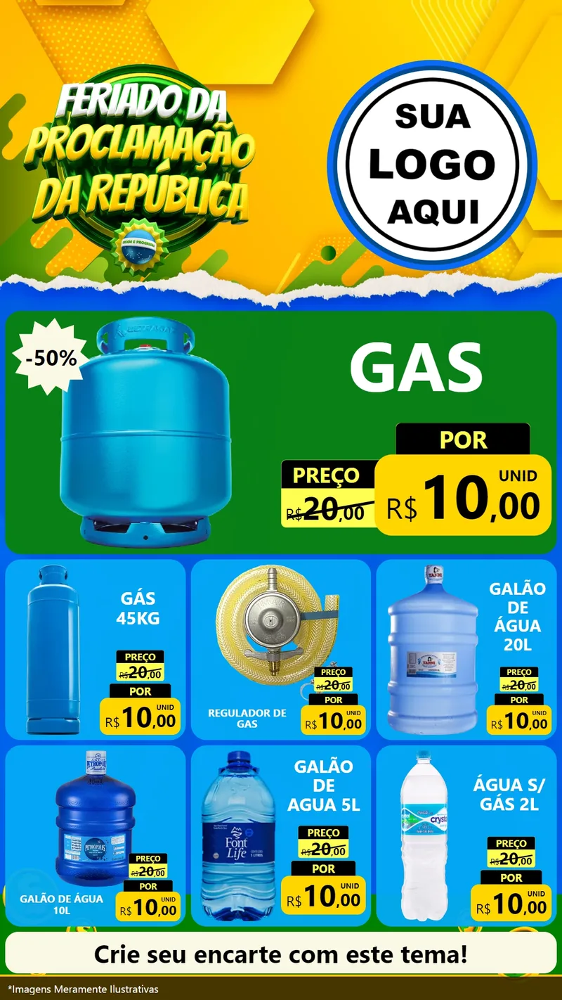 Modelo de Rede Social para Stories com o tema Feriado da Proclamação da República para Água e gás
