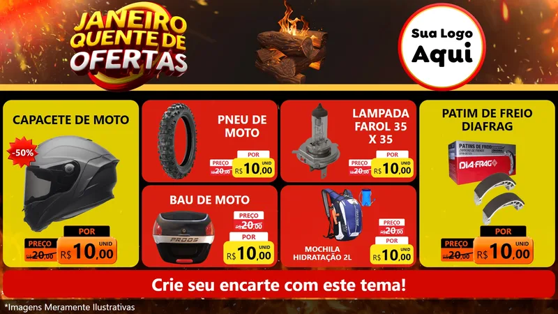 Modelo de TV para TV Horizontal com o tema Janeiro Quente de Ofertas para Moto peças