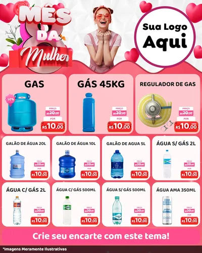 Modelo de Rede Social para Feed Instagram com o tema Mês da Mulher para Água e gás