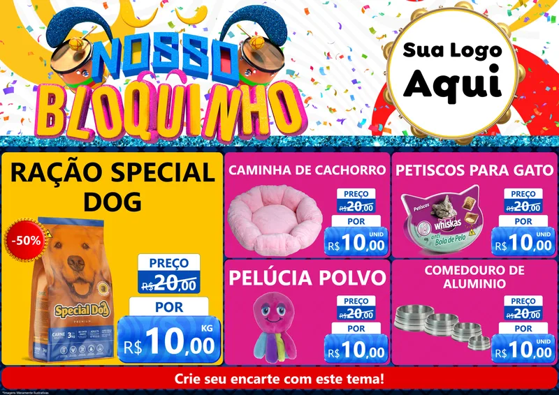 Modelo de Encarte para Encarte A4 Horizontal com o tema Nosso Bloquinho para Pet Shop