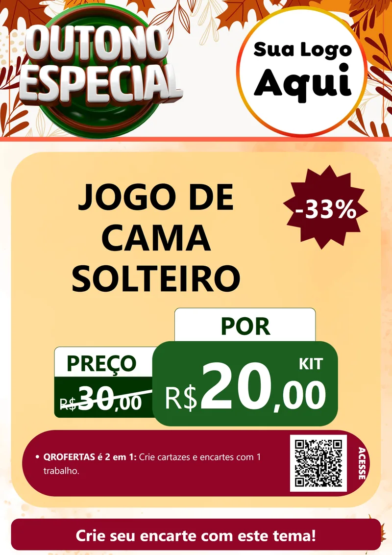 Modelo de Cartaz para Cartaz A4 Vertical com o tema Outono Especial para Cama, Mesa e Banho