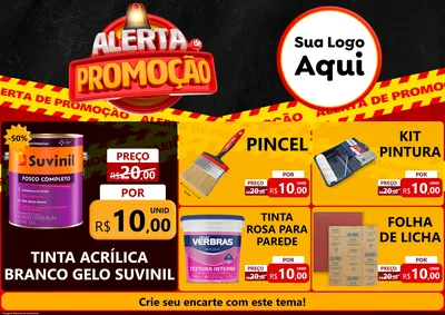 Modelo de Encarte para Encarte A4 Horizontal com o tema Alerta de Promoção para Tintas e Ferramentas