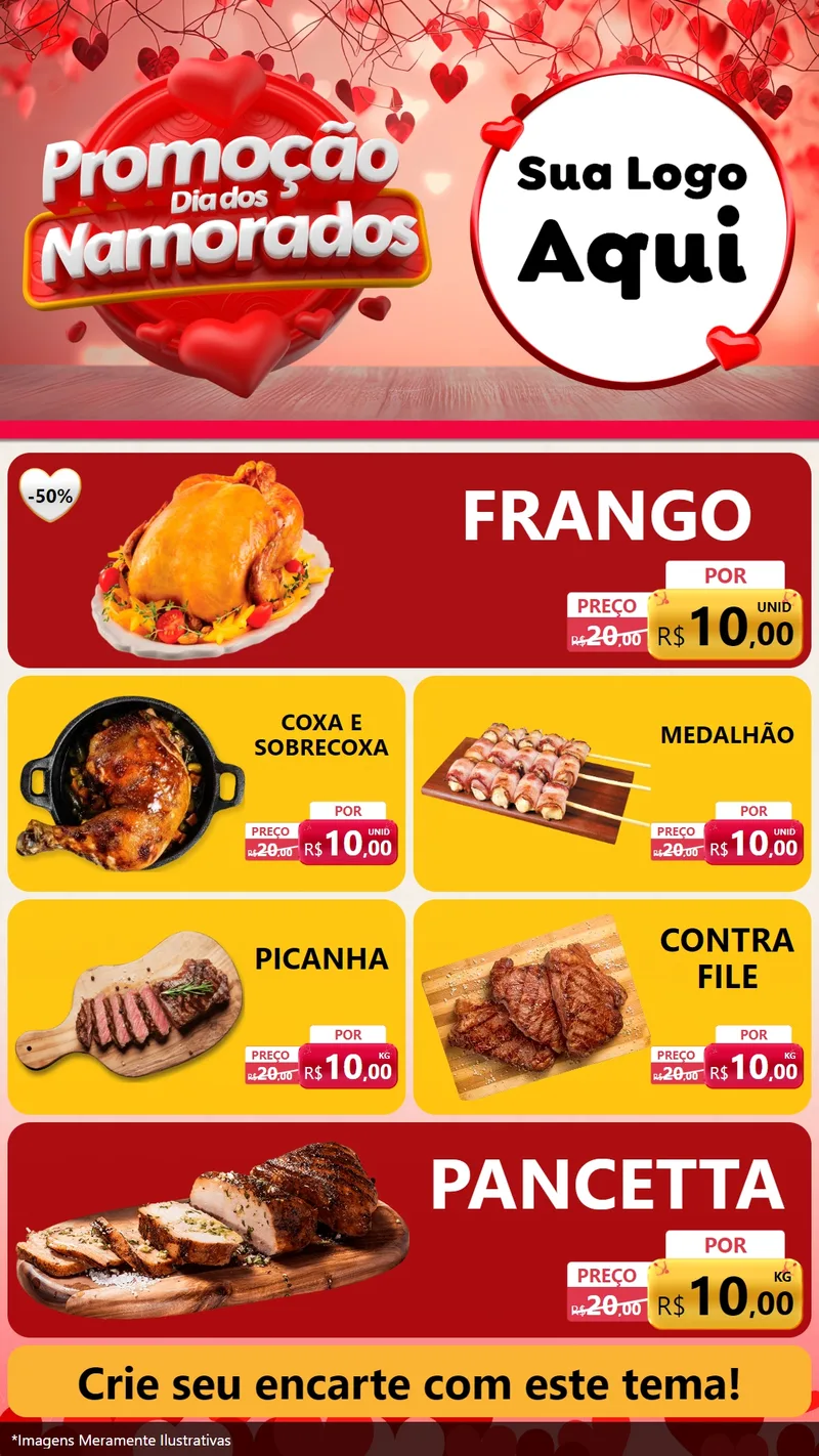 Modelo de TV para TV Vertical com o tema Promoção Dia dos Namorados para Assados