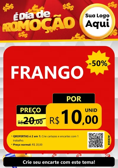 Modelo de Cartaz para Cartaz A4 Vertical com o tema É Dia De Promoção para Assados