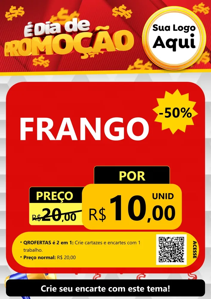 Modelo de Cartaz para Cartaz A4 Vertical com o tema É Dia De Promoção para Assados