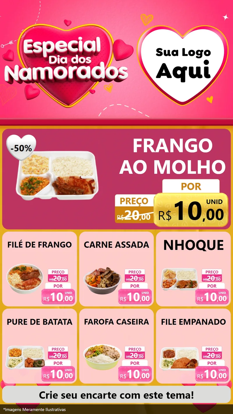 Modelo de Rede Social para Stories com o tema Especial Dia dos Namorados para Restaurante