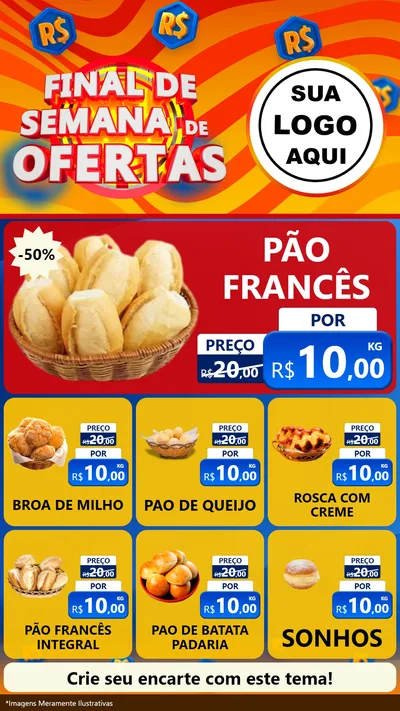 Modelo de Rede Social para Stories com o tema Final de Semana de Ofertas para Padaria