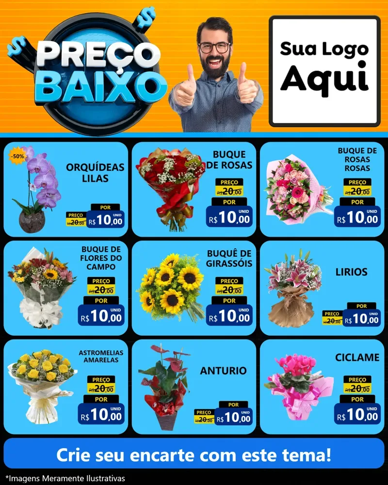 Modelo de Rede Social para Feed Instagram com o tema Preço Baixo para Floricultura e jardim