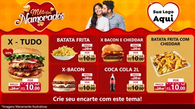 Modelo de TV para TV Horizontal com o tema Mês dos Namorados para Hamburgueria