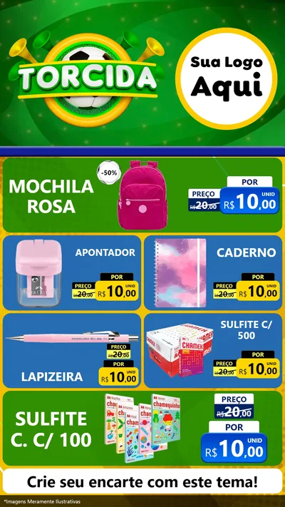 Modelo de TV para TV Vertical com o tema Torcida para Papelaria