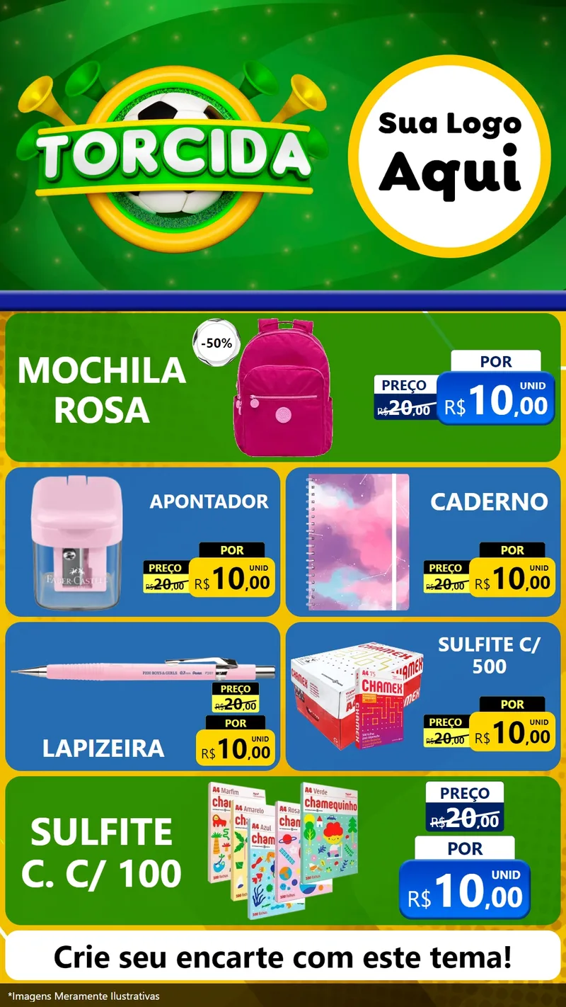 Modelo de TV para TV Vertical com o tema Torcida para Papelaria