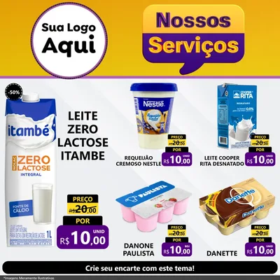 Modelo de Rede Social para Feed Facebook com o tema Nossos Serviços para Frios e Laticínios