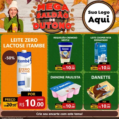 Modelo de Rede Social para Feed Facebook com o tema Mega Saldão de Outono para Frios e Laticínios