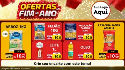 Modelo de TV para TV Horizontal com o tema Ofertas de Fim de Ano para Supermercado