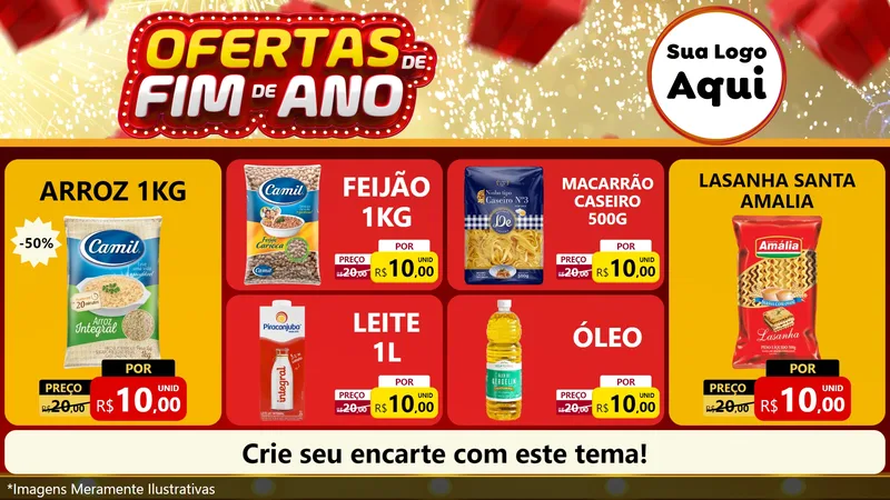 Modelo de TV para TV Horizontal com o tema Ofertas de Fim de Ano para Supermercado