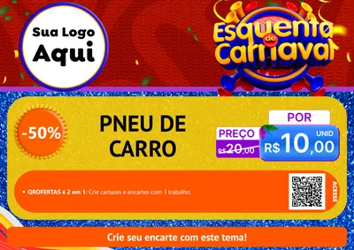 Modelo de Cartaz para Cartaz A4 Horizontal com o tema Esquenta de Carnaval para Auto peças