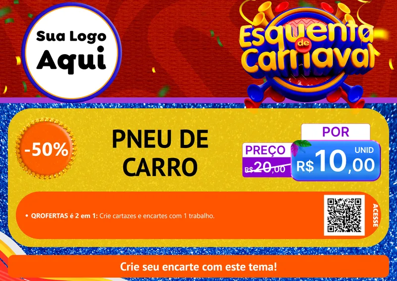 Modelo de Cartaz para Cartaz A4 Horizontal com o tema Esquenta de Carnaval para Auto peças