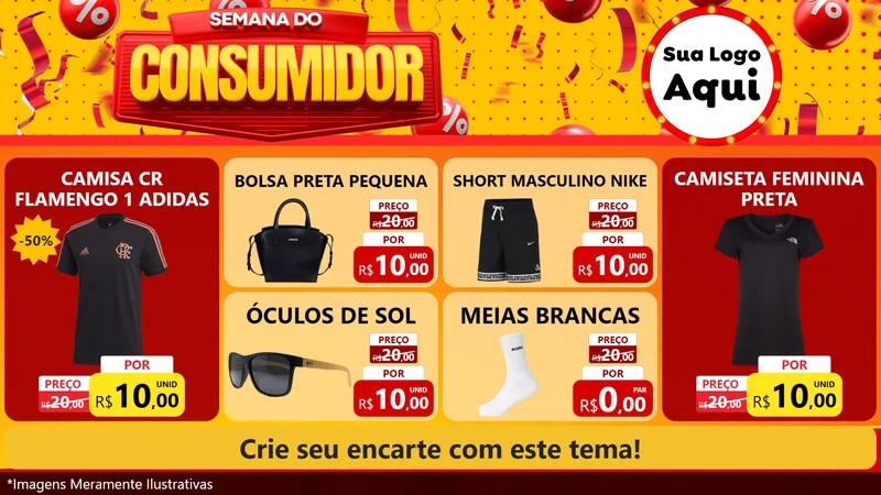 Modelo de TV para TV Horizontal com o tema Semana do Consumidor para Roupas e acessórios