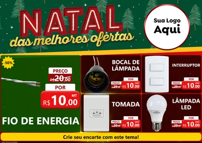 Modelo de Encarte para Encarte A4 Horizontal com o tema Natal das Melhores Ofertas para Materiais Elétricos