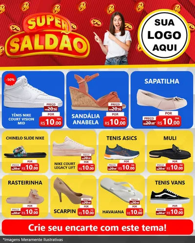 Modelo de Rede Social para Feed Instagram com o tema Super Saldão para Calçados