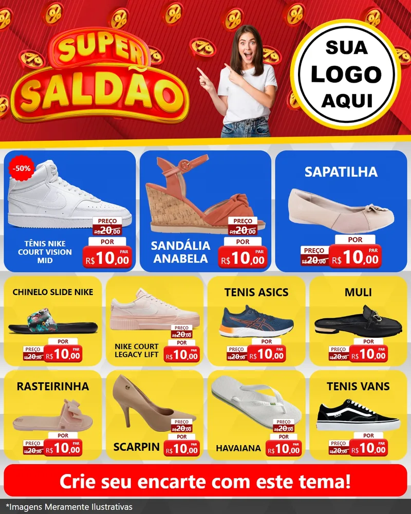 Modelo de Rede Social para Feed Instagram com o tema Super Saldão para Calçados