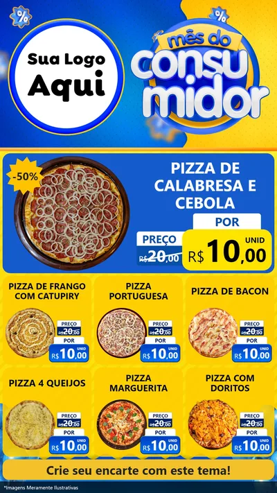 Modelo de Rede Social para Stories com o tema Mês do Consumidor para Pizzaria