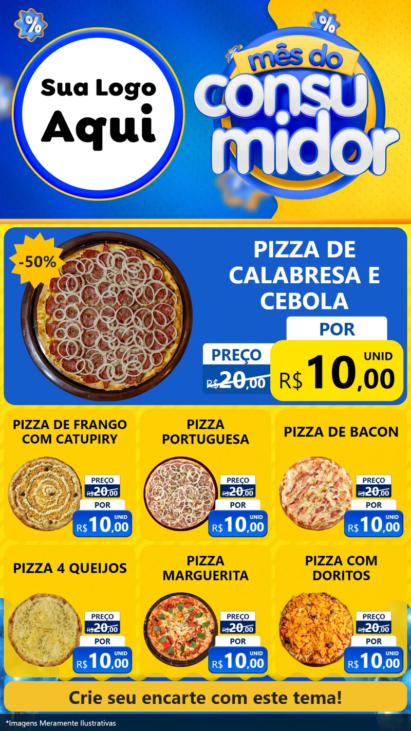 Modelo de Rede Social para Stories com o tema Mês do Consumidor para Pizzaria