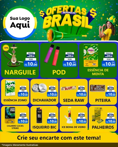 Modelo de Rede Social para Feed Instagram com o tema Ofertas Semana do Brasil para Tabacaria