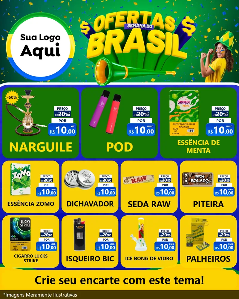 Modelo de Rede Social para Feed Instagram com o tema Ofertas Semana do Brasil para Tabacaria