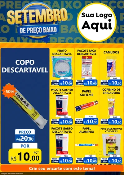 Modelo de Encarte para Encarte A4 Vertical com o tema Setembro De Preço Baixo para Embalagens