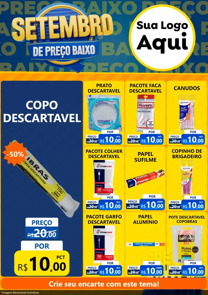 Modelo de Encarte para Encarte A4 Vertical com o tema Setembro De Preço Baixo para Embalagens